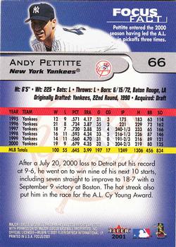 2001 Fleer Focus #66 Andy Pettitte Back
