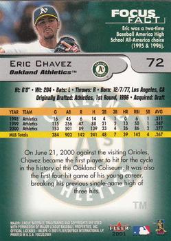2001 Fleer Focus #72 Eric Chavez Back