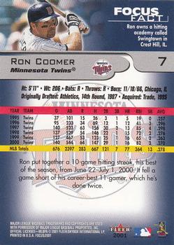2001 Fleer Focus #7 Ron Coomer Back