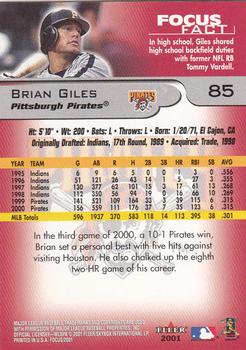 2001 Fleer Focus #85 Brian Giles Back