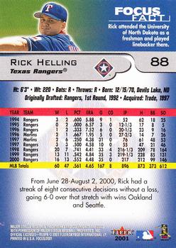 2001 Fleer Focus #88 Rick Helling Back