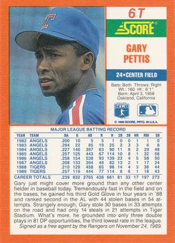 1990 Score Rookie & Traded #6T Gary Pettis Back