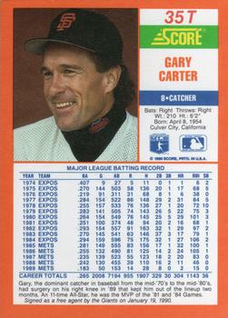 1990 Score Rookie & Traded #35T Gary Carter Back