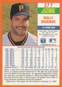 1990 Score Rookie & Traded #37T Wally Backman Back