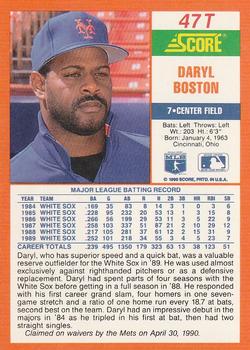 1990 Score Rookie & Traded #47T Daryl Boston Back