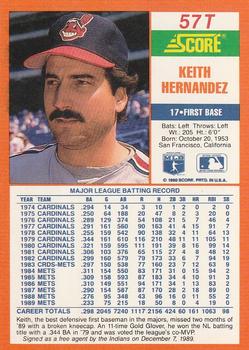 1990 Score Rookie & Traded #57T Keith Hernandez Back