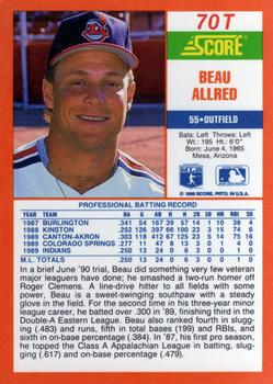 1990 Score Rookie & Traded #70T Beau Allred Back