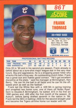 1990 Score Rookie & Traded #86T Frank Thomas Back