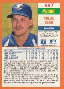 1990 Score Rookie & Traded #88T Willie Blair Back