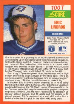1990 Score Rookie & Traded #100T Eric Lindros Back