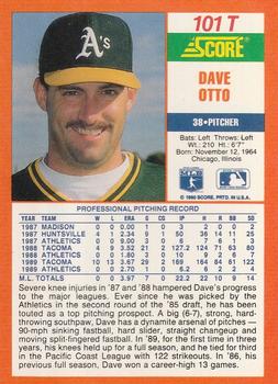 1990 Score Rookie & Traded #101T Dave Otto Back