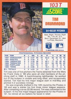 1990 Score Rookie & Traded #103T Tim Drummond Back