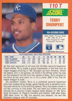 1990 Score Rookie & Traded #110T Terry Shumpert Back