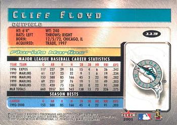 2001 Fleer Futures #113 Cliff Floyd Back