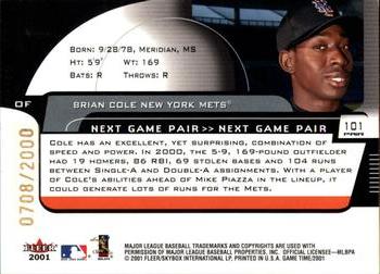 2001 Fleer Game Time #101 Mike Piazza / Brian Cole Back
