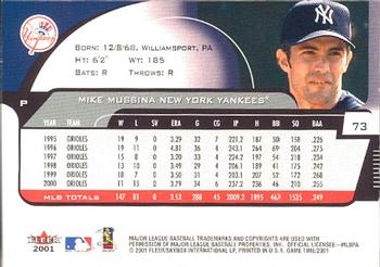 2001 Fleer Game Time #73 Mike Mussina Back