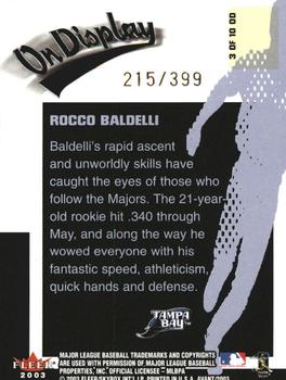 2003 Fleer Avant - On Display #3 OD Rocco Baldelli Back