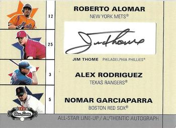 2003 Fleer Box Score - All-Star Line-Up Autographs #NNO Roberto Alomar / Jim Thome / Alex Rodriguez / Nomar Garciaparra Front