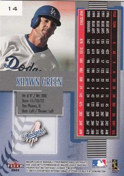 2001 Fleer Genuine #14 Shawn Green Back
