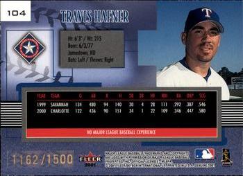 2001 Fleer Genuine #104 Travis Hafner Back
