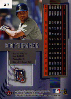 2001 Fleer Genuine #27 Bobby Higginson Back