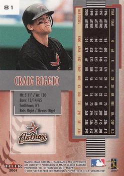 2001 Fleer Genuine #81 Craig Biggio Back