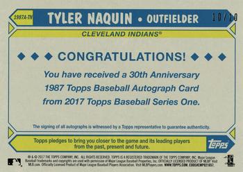 2017 Topps - 1987 Topps Baseball 30th Anniversary Autographs Ash Wood #1987A-TN Tyler Naquin Back