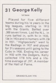 1978 Grand Slam #31 George Kelly Back