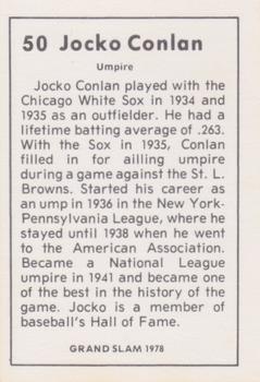 1978 Grand Slam #50 Jocko Conlan Back