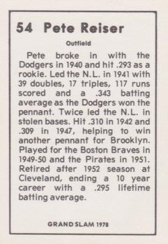1978 Grand Slam #54 Pete Reiser Back