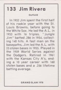 1978 Grand Slam #133 Jim Rivera Back