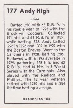 1978 Grand Slam #177 Andy High Back