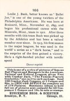 1982 Dover Publications Reprints American League #166 Joe Bush Back