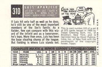 1982 Dover Publications Reprints American League #310 Luis Aparicio Back
