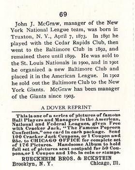 1982 Dover Publications Reprints National League #69 John McGraw Back