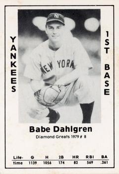 1979 TCMA Diamond Greats #8 Babe Dahlgren Front