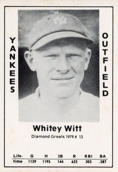 1979 TCMA Diamond Greats #13 Whitey Witt Front