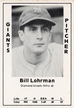 1979 TCMA Diamond Greats #40 Bill Lohrman Front