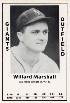 1979 TCMA Diamond Greats #43 Willard Marshall Front