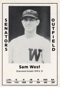 1979 TCMA Diamond Greats #51 Sam West Front