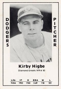 1979 TCMA Diamond Greats #83 Kirby Higbe Front