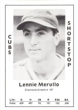 1979 TCMA Diamond Greats #107 Lennie Merullo Front