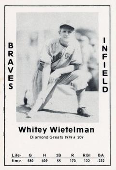 1979 TCMA Diamond Greats #209 Whitey Wietelmann Front