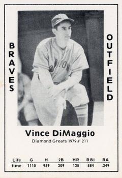 1979 TCMA Diamond Greats #211 Vince DiMaggio Front