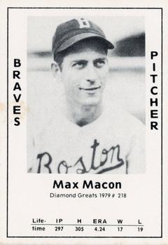 1979 TCMA Diamond Greats #218 Max Macon Front