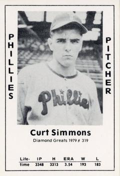 1979 TCMA Diamond Greats #319 Curt Simmons Front