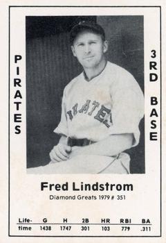 1979 TCMA Diamond Greats #351 Fred Lindstrom Front