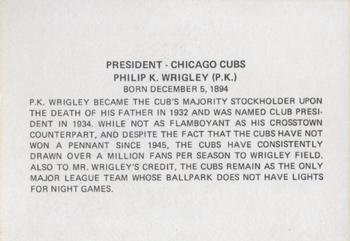 1976 Chicagoland Collectors Association Chicago Greats #NNO P.K. Wrigley Back