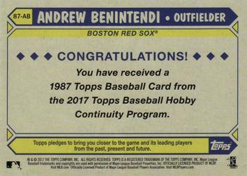 2017 Topps - 1987 Topps Baseball 30th Anniversary Chrome Silver Pack (Series One) #87-AB Andrew Benintendi Back