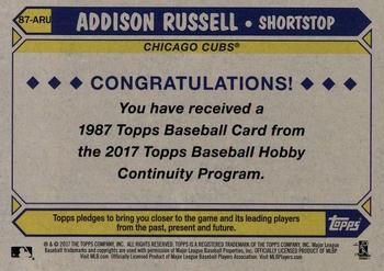 2017 Topps - 1987 Topps Baseball 30th Anniversary Chrome Silver Pack (Series One) #87-ARU Addison Russell Back